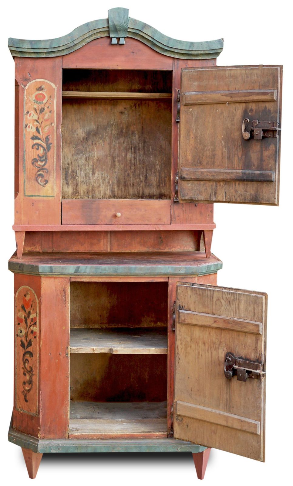 Red Floral Painted Cabinet, 1790, Central Europe photo Furniture