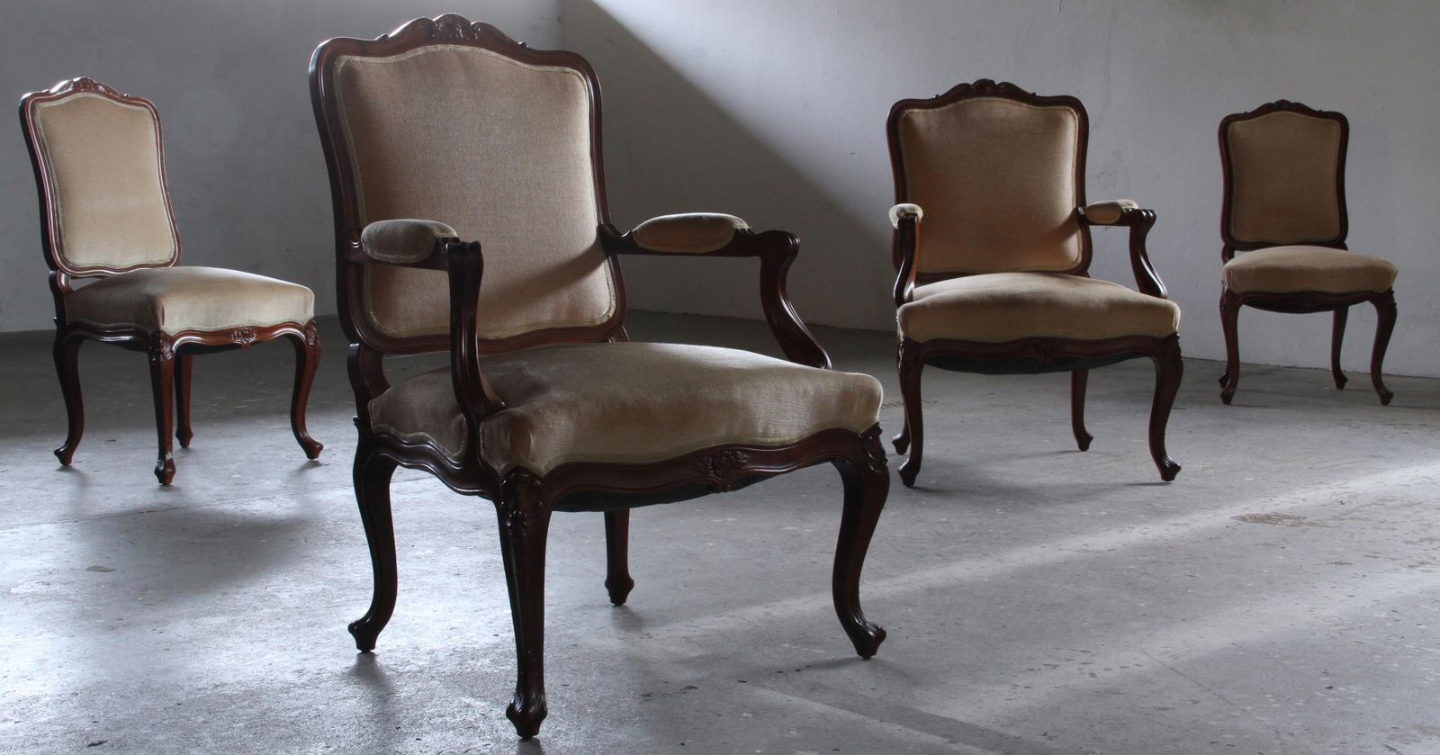 Pair Of Vintage Danish Antique 18th Century Lounge Chair, Style Of Louis XV photo for sale
