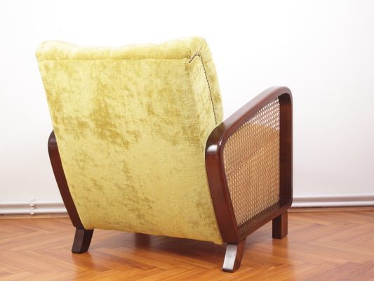 Cane Antique Art Deco Lounge Chair Or Club Armchair, 1930s photo 1300.0