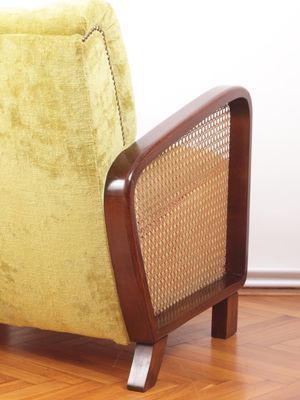 Cane Antique Art Deco Lounge Chair Or Club Armchair, 1930s photo vintage