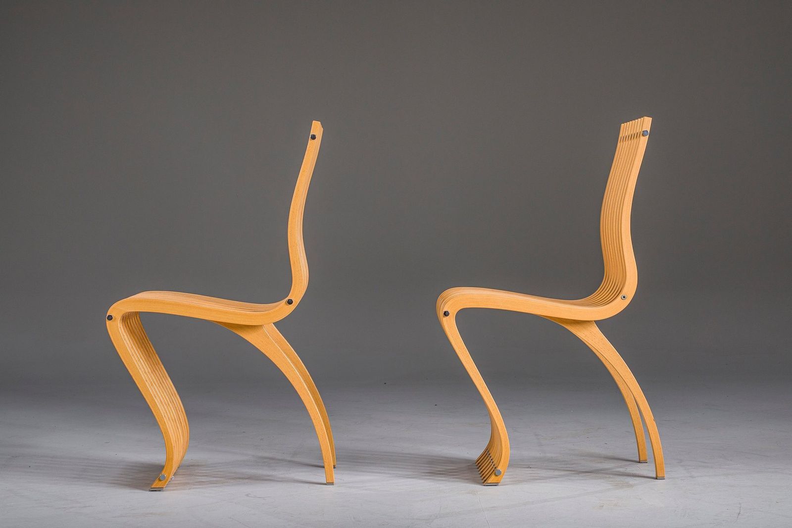 Furniture Schizzo Chairs In Beech And Chrome By Ron Arad For Vitra, Germany, 1980s, Set Of 2 photo