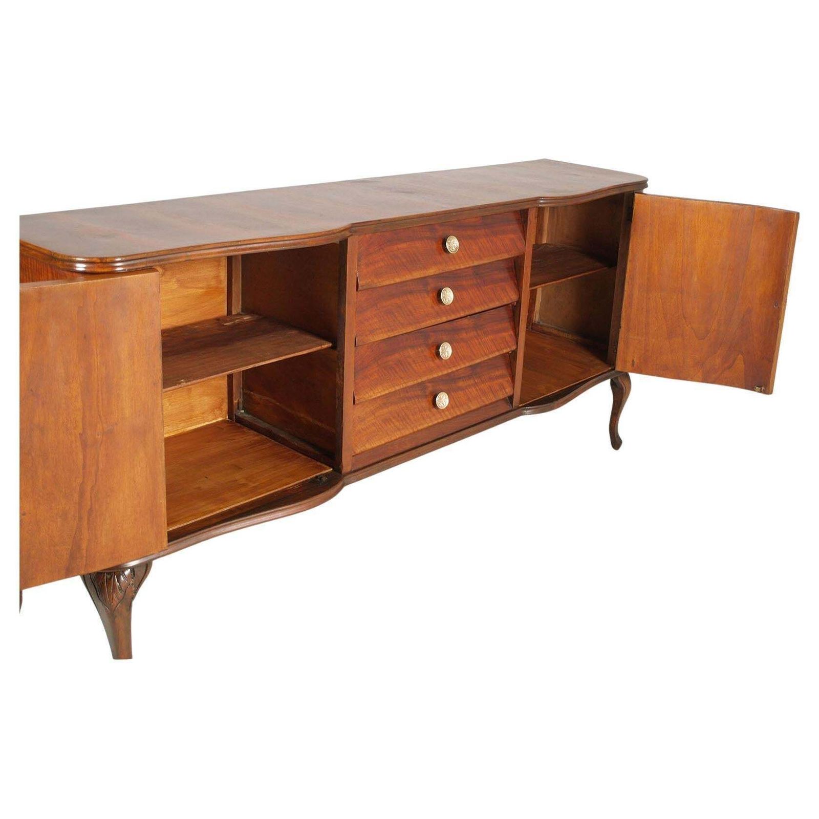 1920s Italian Art Deco Sideboard Display Cabinet, Walnut Veneer By Fratelli Mora photo 7304.0