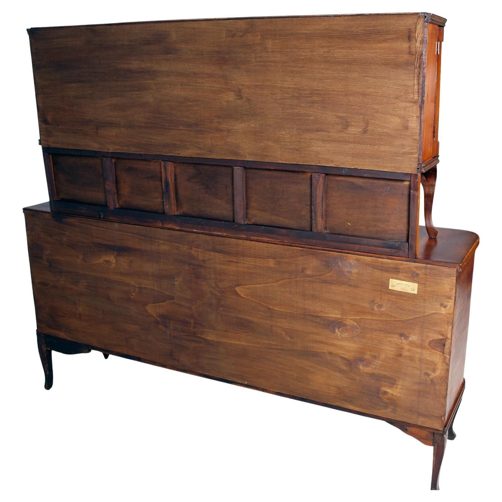 photo furniture 1920s Italian Art Deco Sideboard Display Cabinet, Walnut Veneer By Fratelli Mora