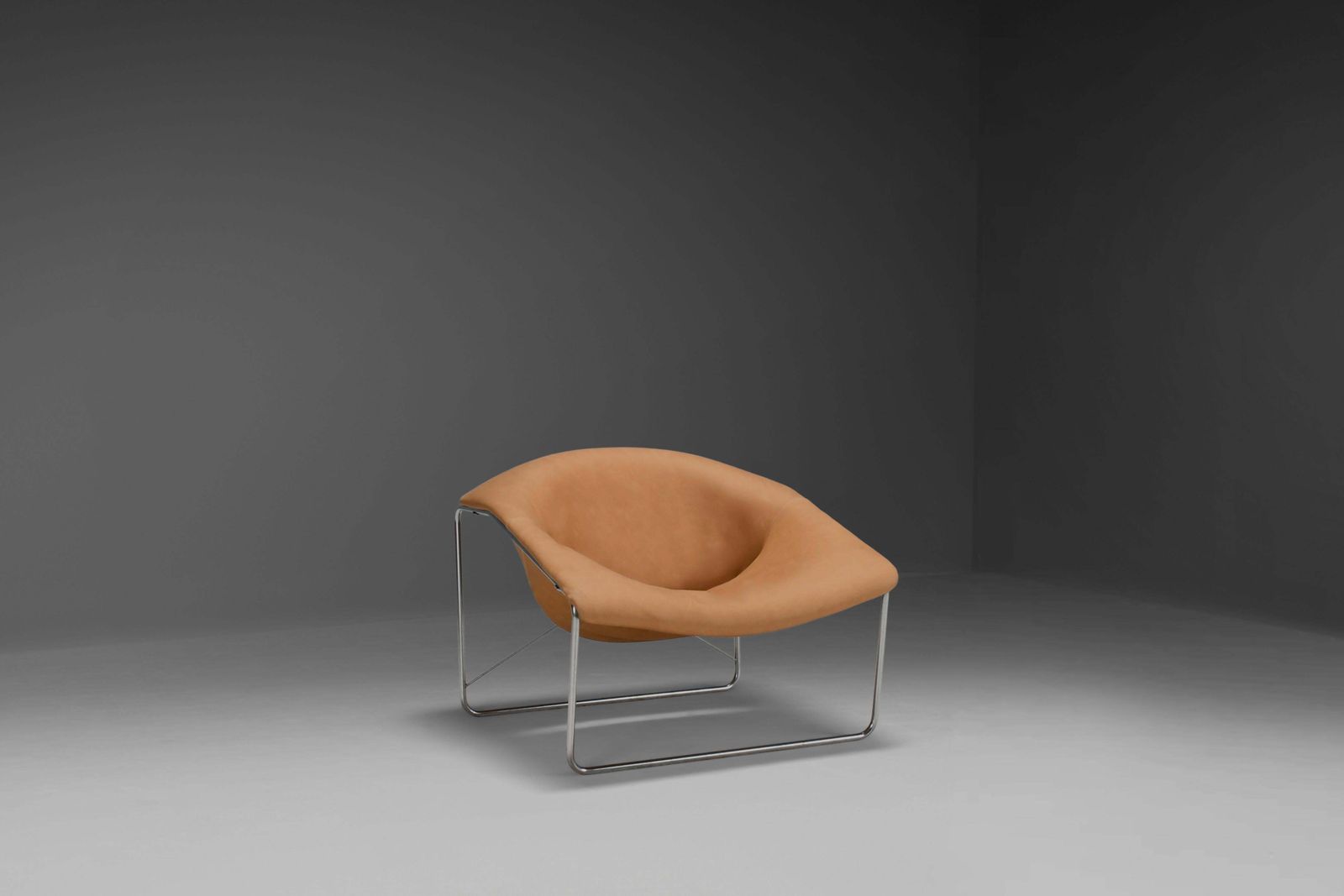 Leather And Chrome Olivier Mourgue Cubique Chair By Airborne, France 1968 photo for sale