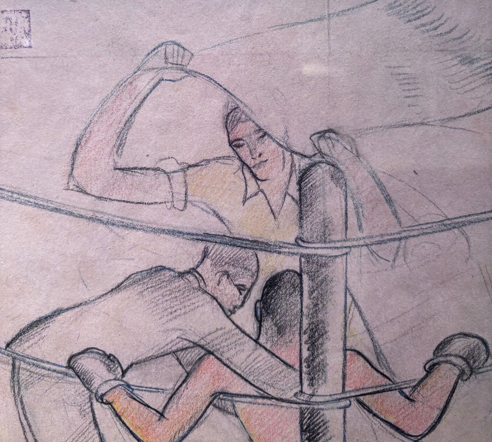Ernesto Micaelles (Thayaht)"Pugilato" Matita Su Carta 31 X 24 1928 Primo Carnera1928 photo Art