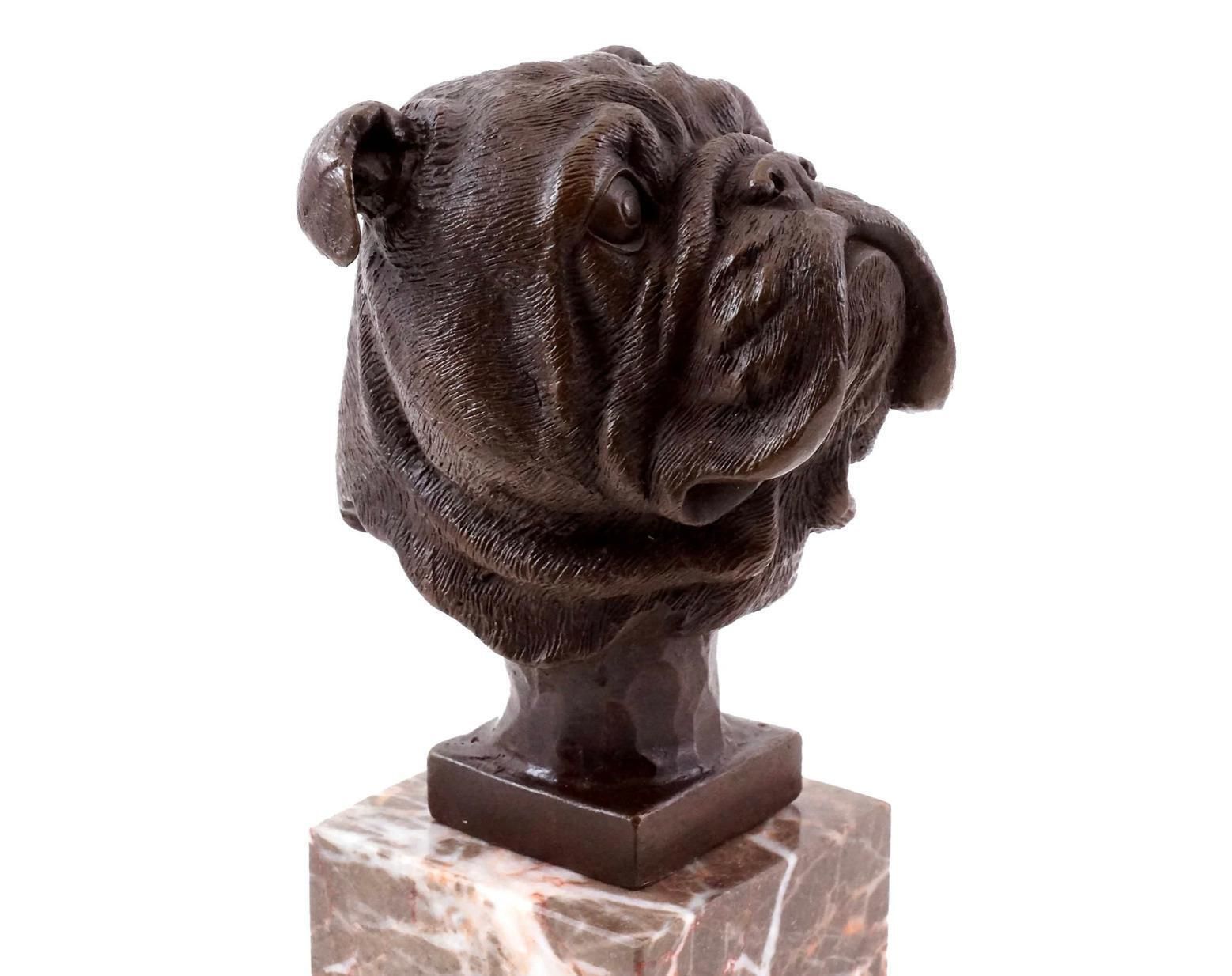 French Bulldog Head Sculpture Inspired In Bronze Patinated, 20th Century photo for sale