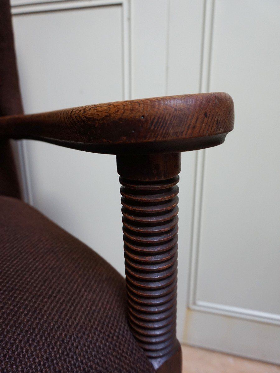 645.0 Mid Century Brutalist Wing Armchair In The Manner Of Charles Dudouyt, 1950s photo