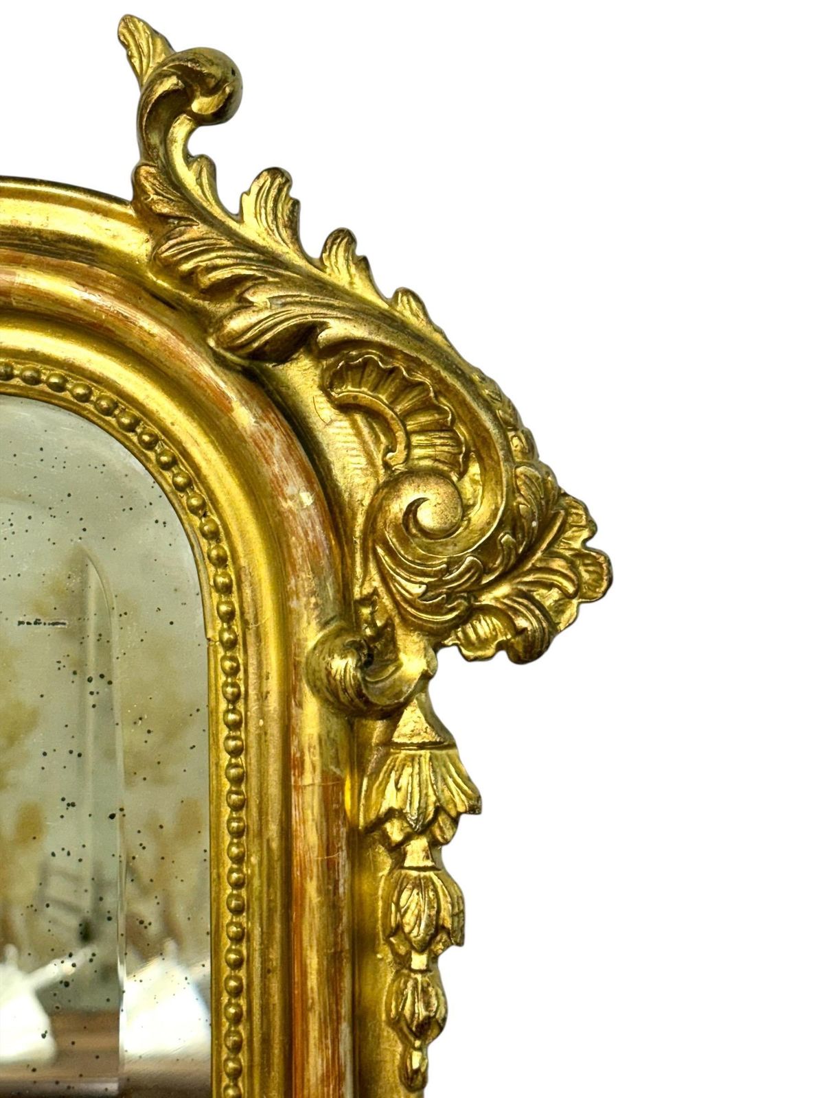 Large Antique Louis XV Gilt And Beveled Mirror, France 19th Century photo for sale