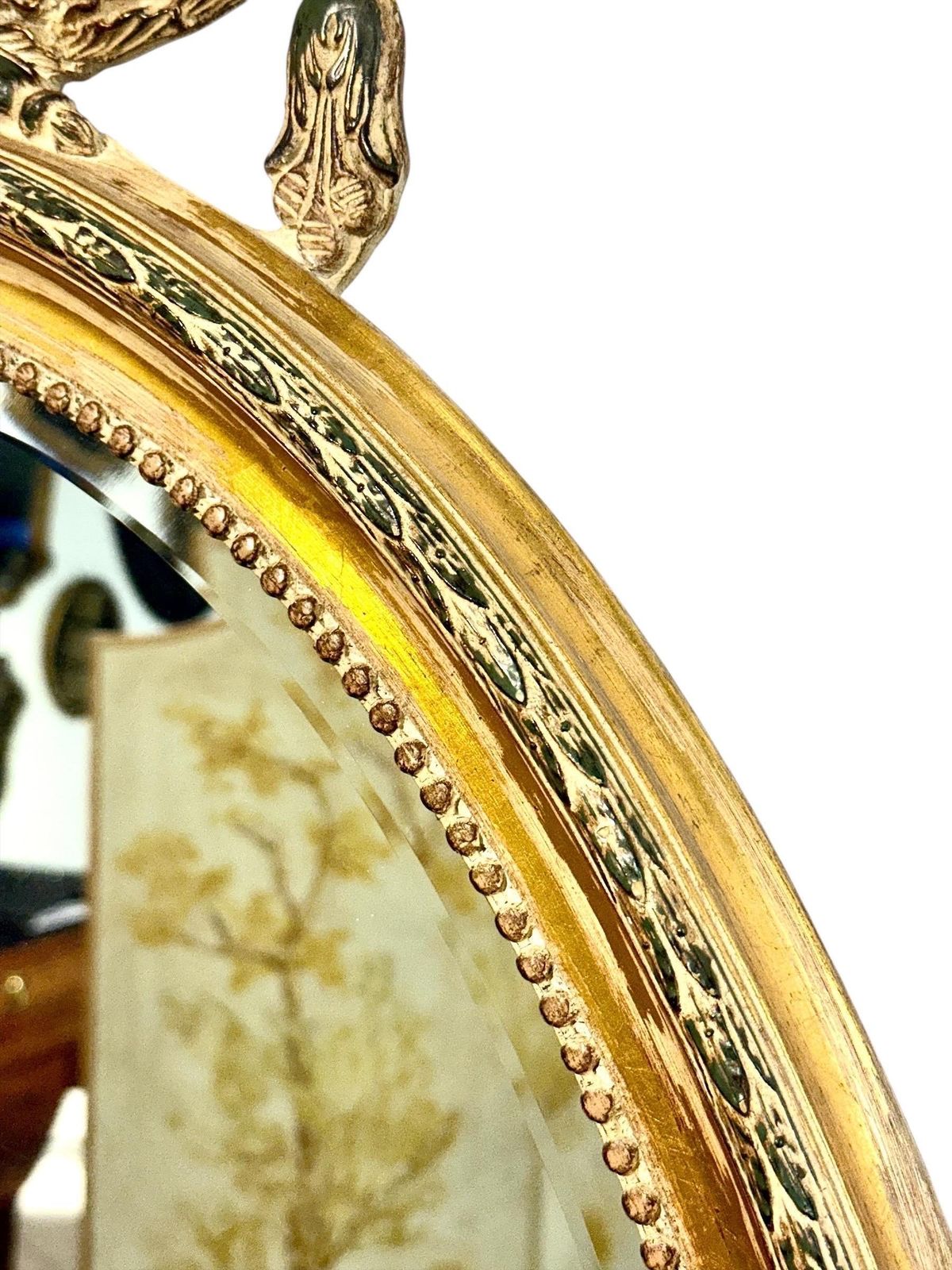 Large Oval Louis XVI Style Giltwood Mirror, Napoléon III, 19th Century photo vinterior