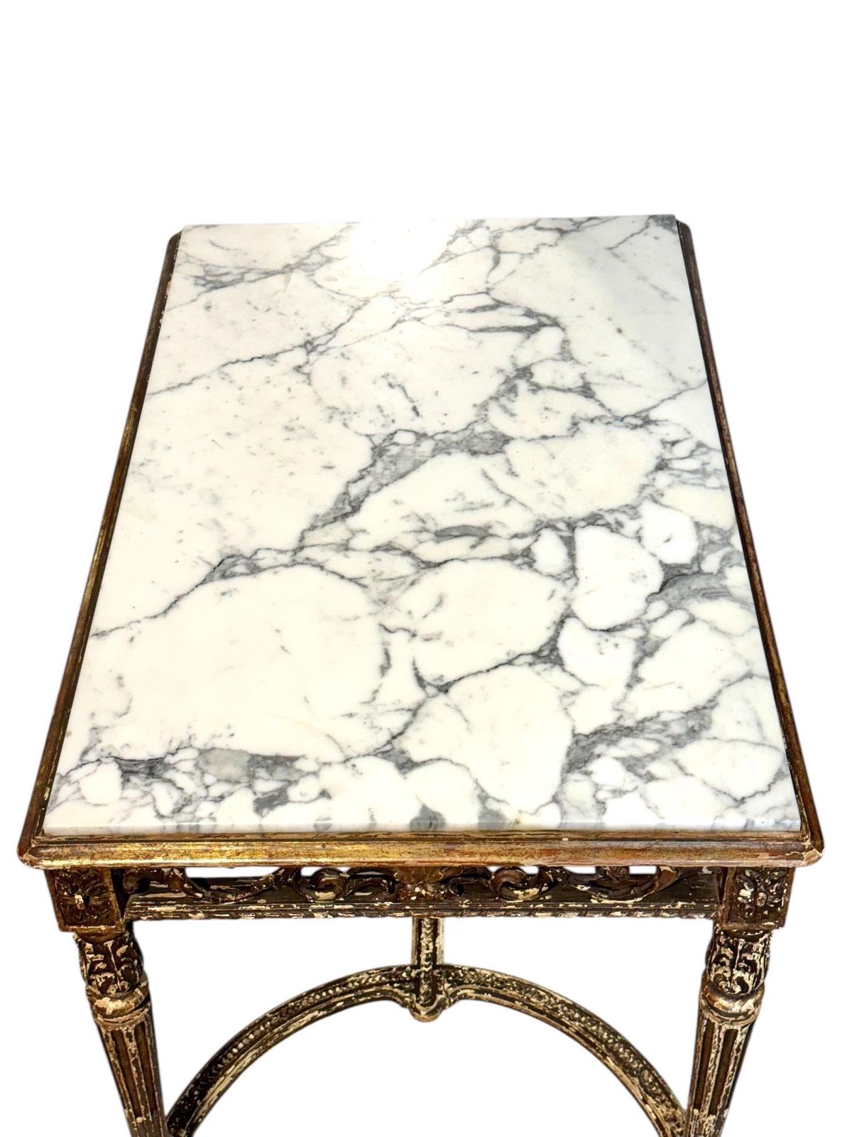 3185.0 19th Century French Giltwood Center Table With Carved Apron And Marble Top photo
