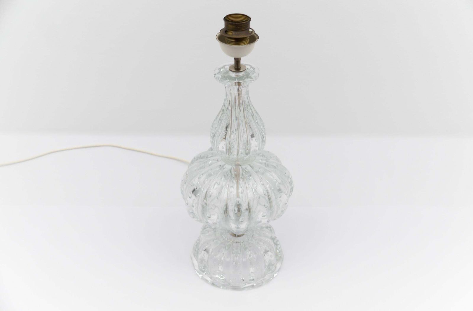 Murano Glass Table Lamp With Air Bubbles, Clear Glass, 1960s Italy photo for sale