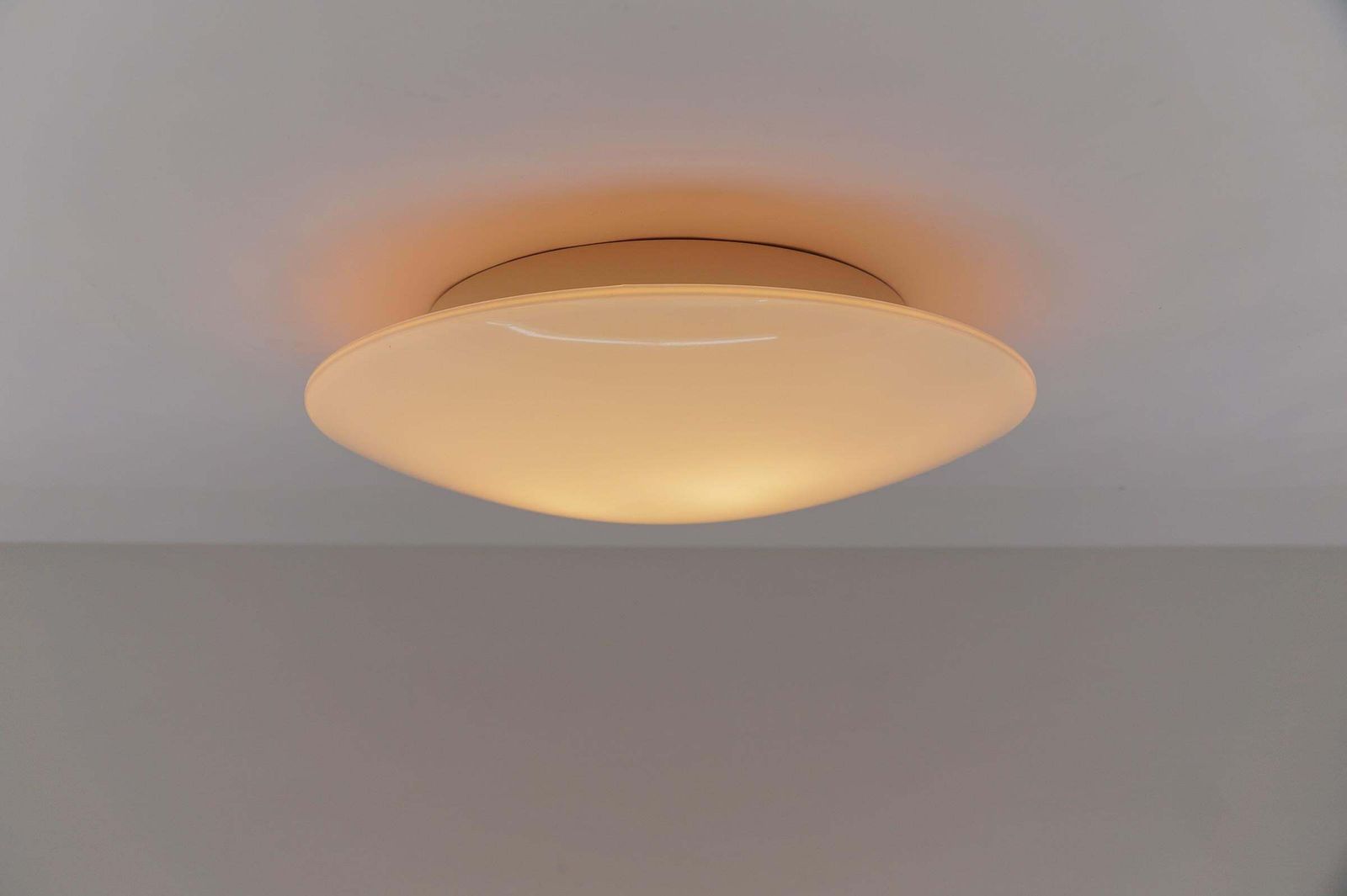 Large Opaline Glass Discus Ceiling Lamp By Limburg Bega, Mid Century Modern photo vintage