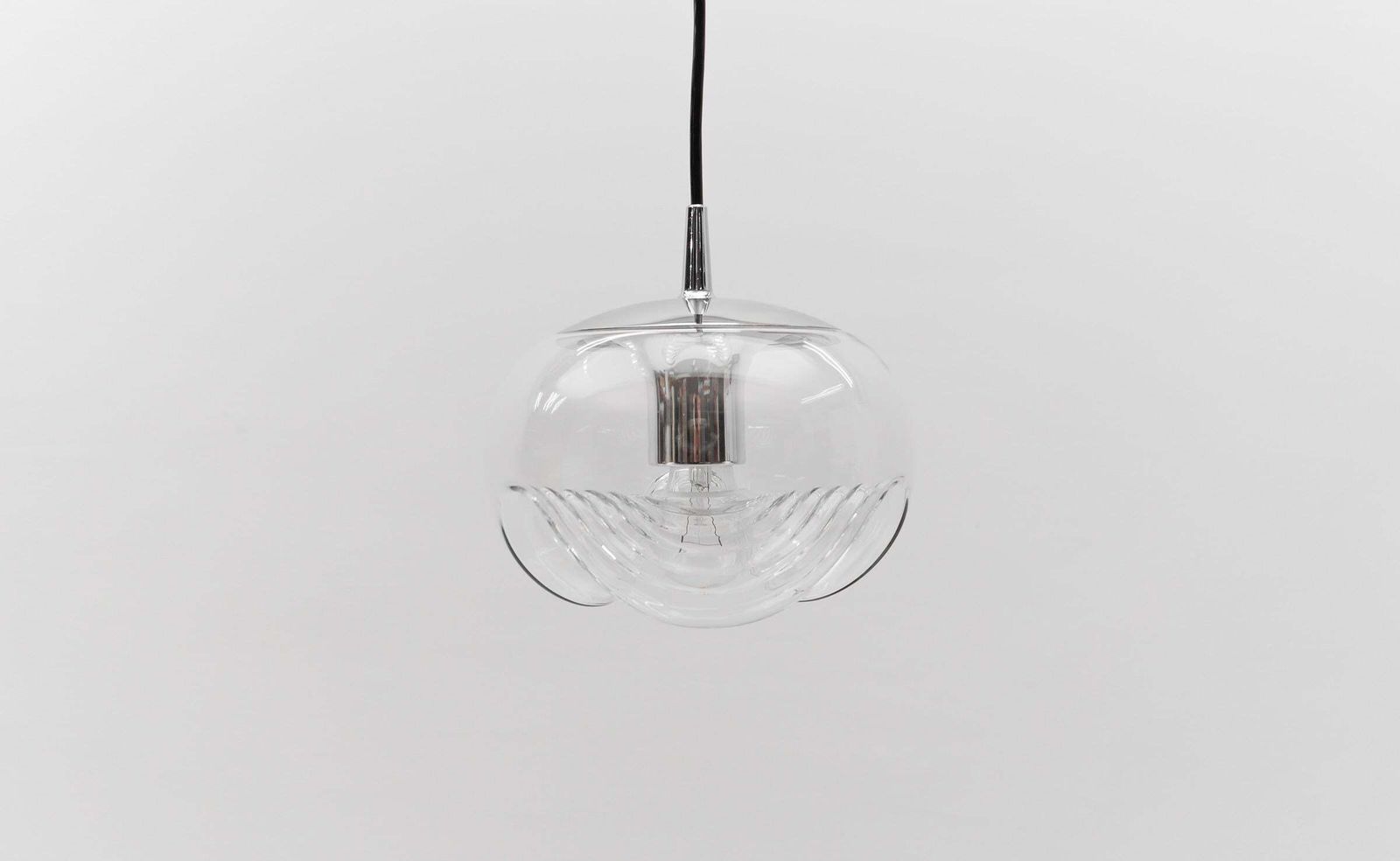 Clear Glass Lamp "Wave" By Koch & Lowy For Peill & Putzler, 1960s photo Lighting