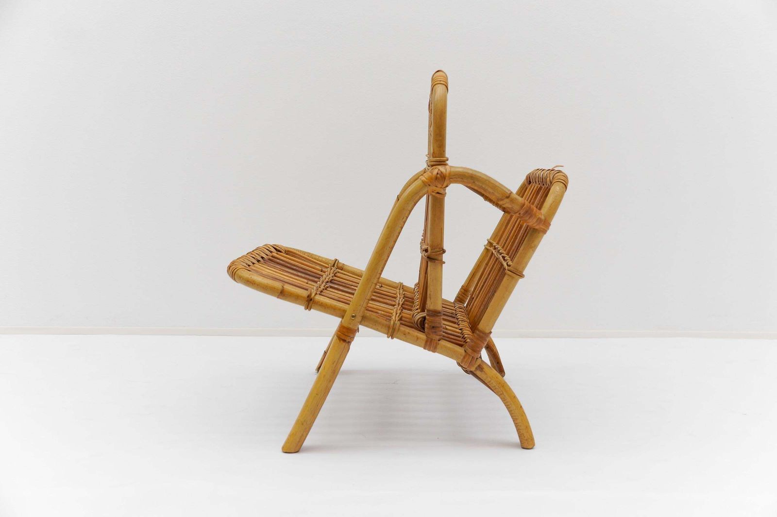 Lovely Mid Century Modern Rattan Magazine Rack, 1960s Italy photo for sale