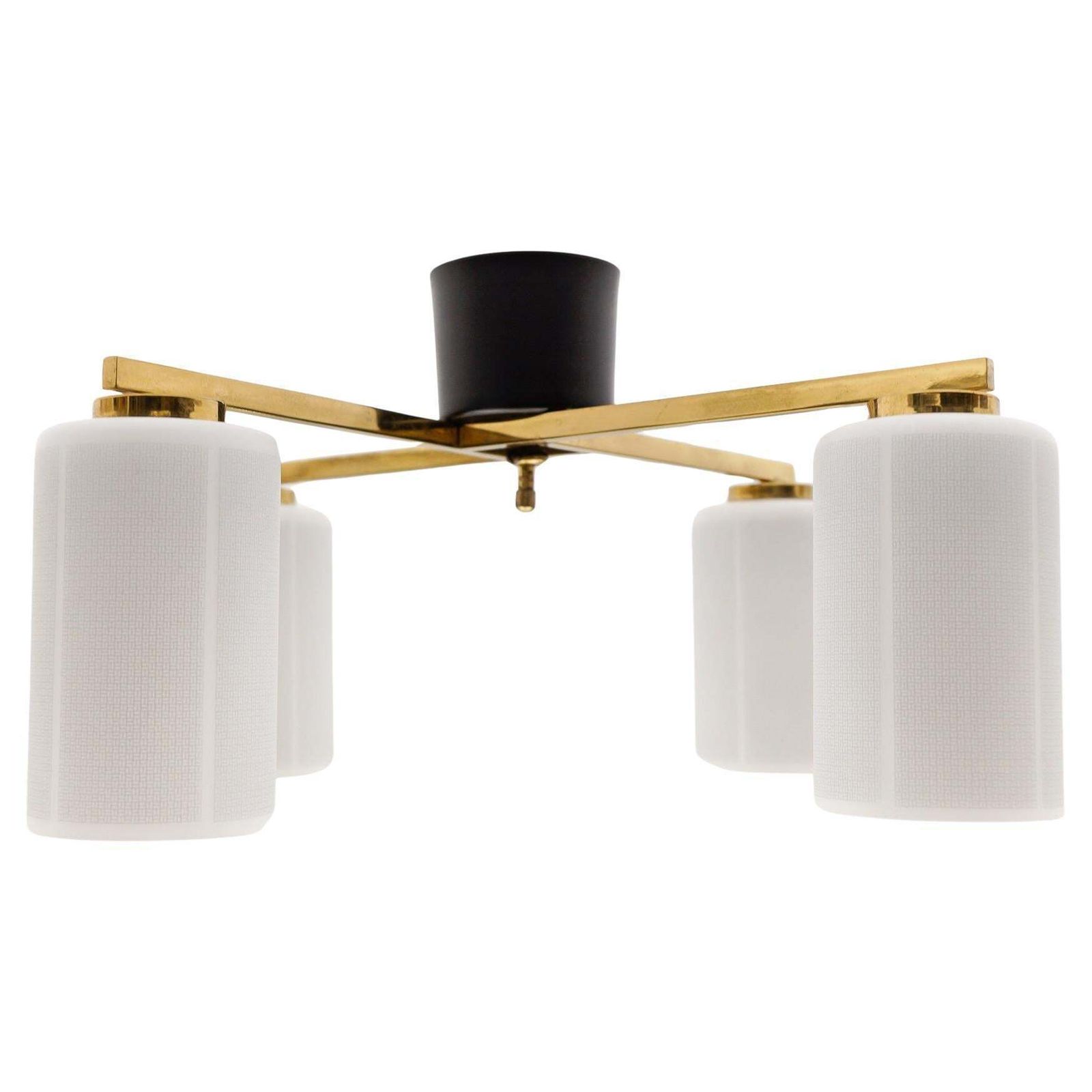 Mid Century Modern 4 Armed Brass And Glass Lamp, 1950s Italy