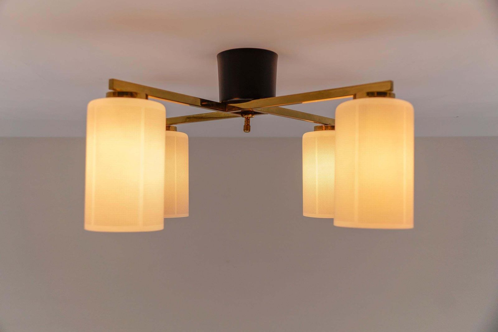Mid Century Modern 4 Armed Brass And Glass Lamp, 1950s Italy photo Lighting