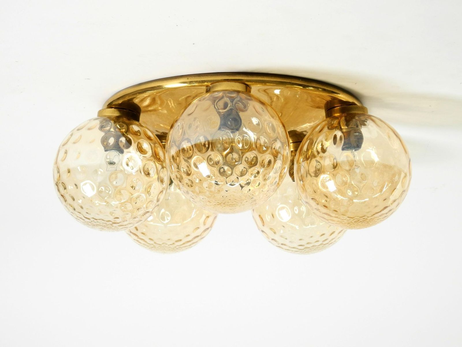 Beautiful 1960s Space Age Brass Ceiling Lamp With 5 Glass Balls photo buy