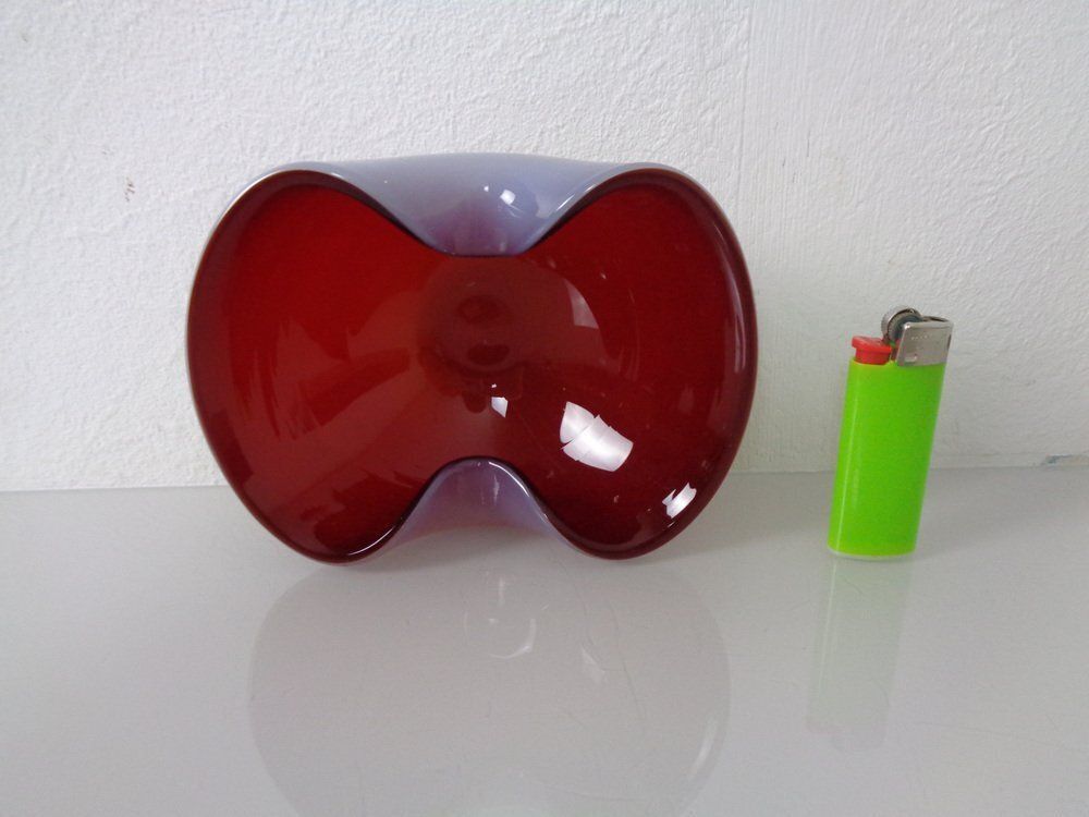photo for sale Red And Lilac Sommerso Murano Glass Bowl Or Ashtray, Italy, 1960s