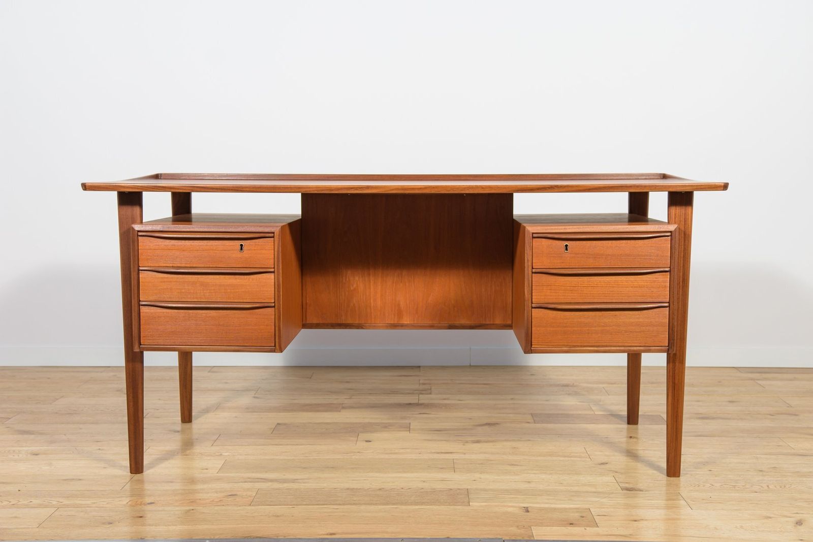 Mid Century Freestanding Teak Desk By Peter Løvig Nielsen For Loviq, 1960s photo for sale