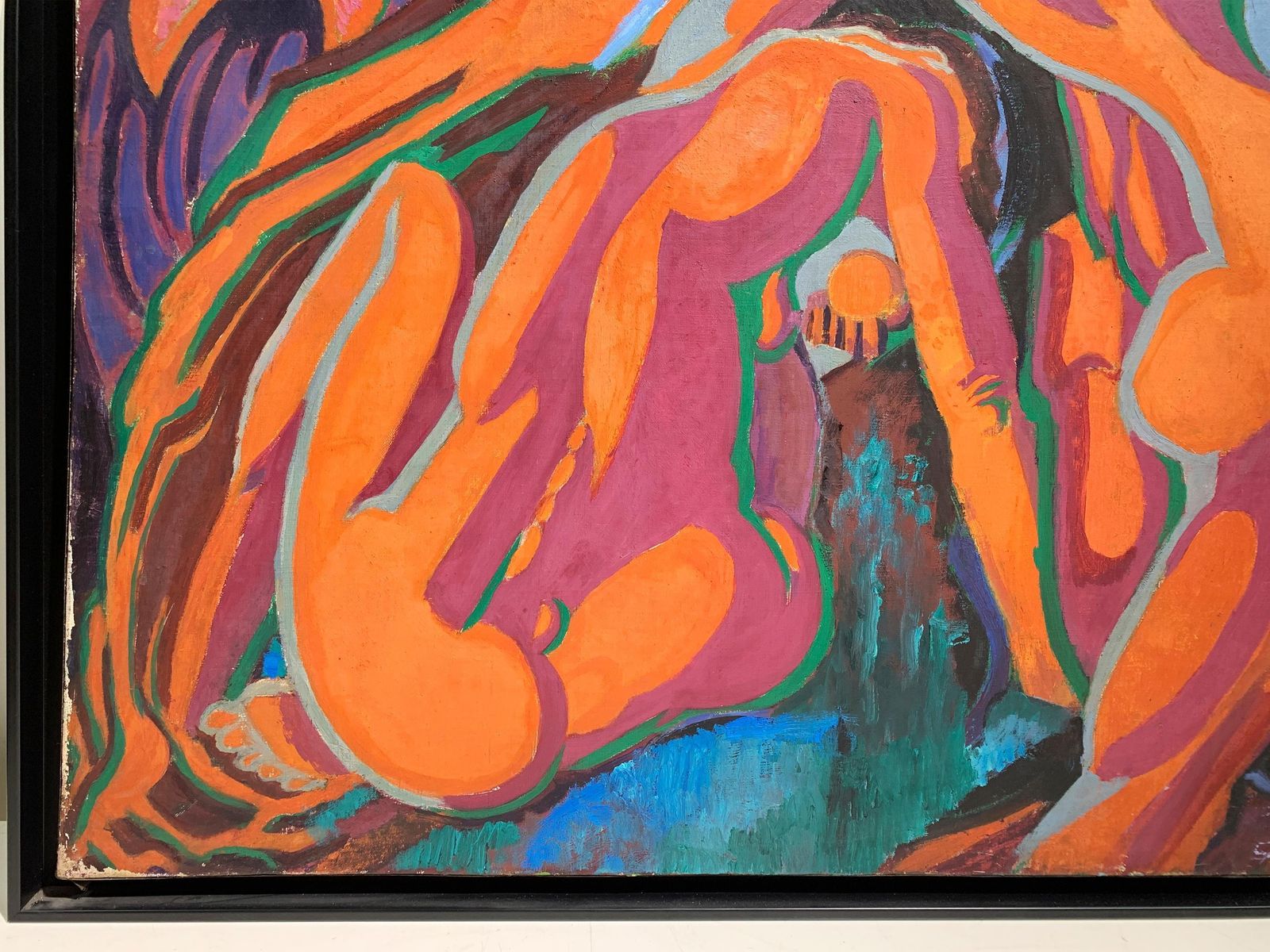 Mid Century Fauvist Expressionist Oil Painting Of Nudes Signed "G. Bordier" photo buy