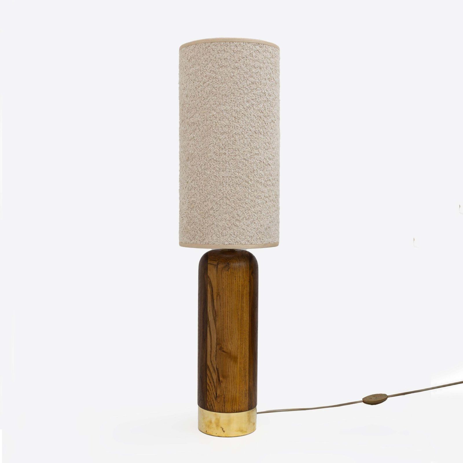Pair Of Mid Century Modern Style Italian Wood And Brass Table Lamps photo for sale
