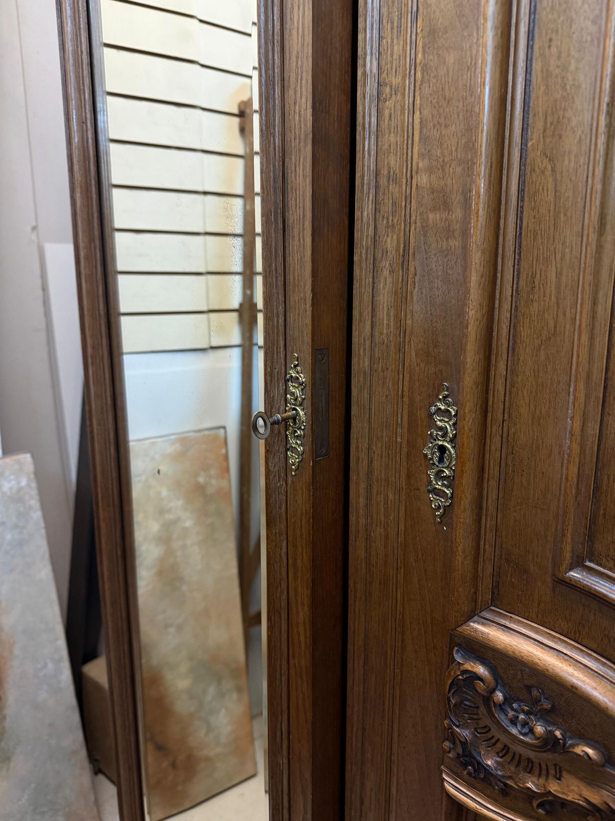 Large 19th Century French Walnut Triple Armoire Wardrobe photo Furniture