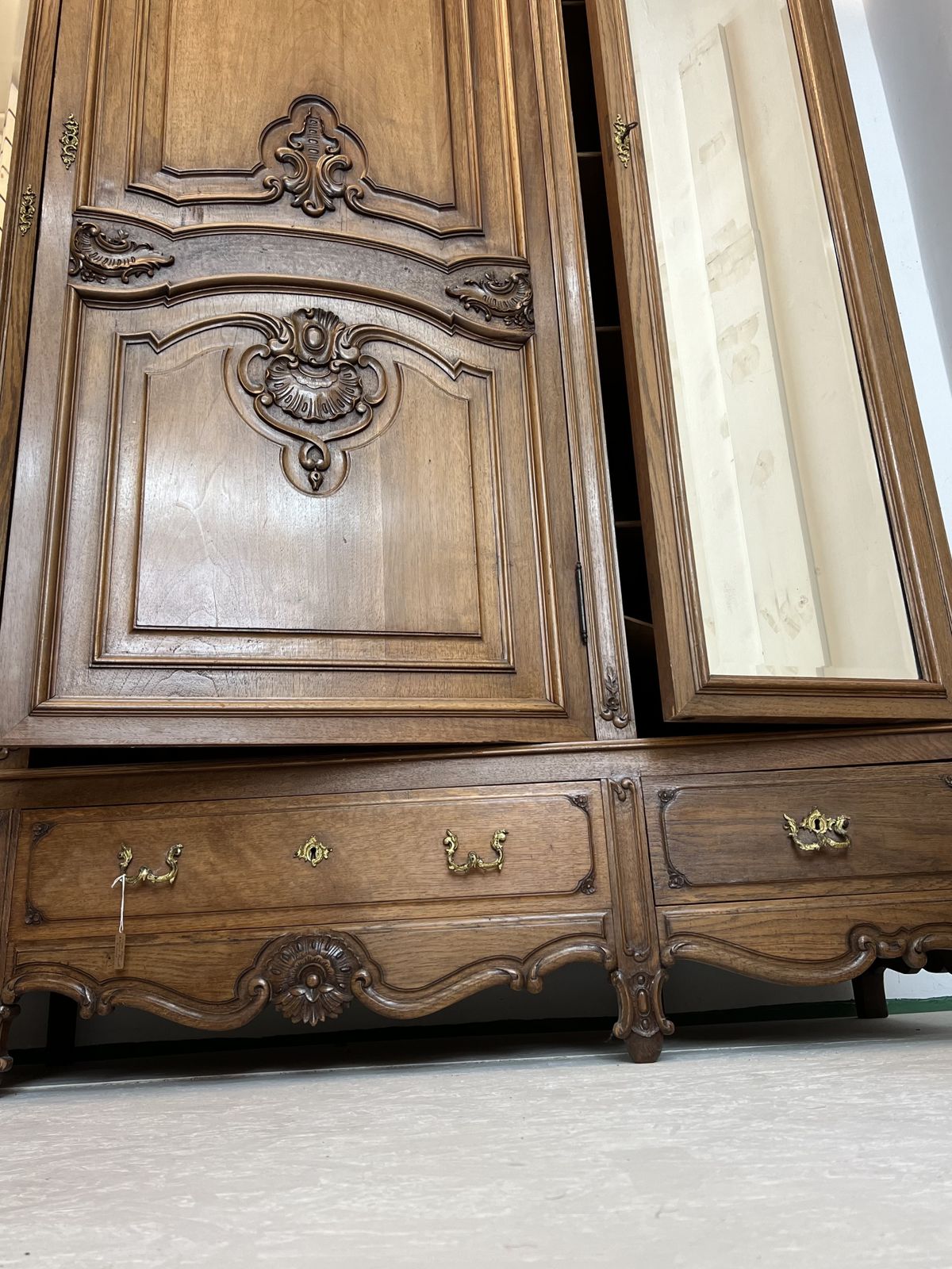 photo furniture Large 19th Century French Walnut Triple Armoire Wardrobe