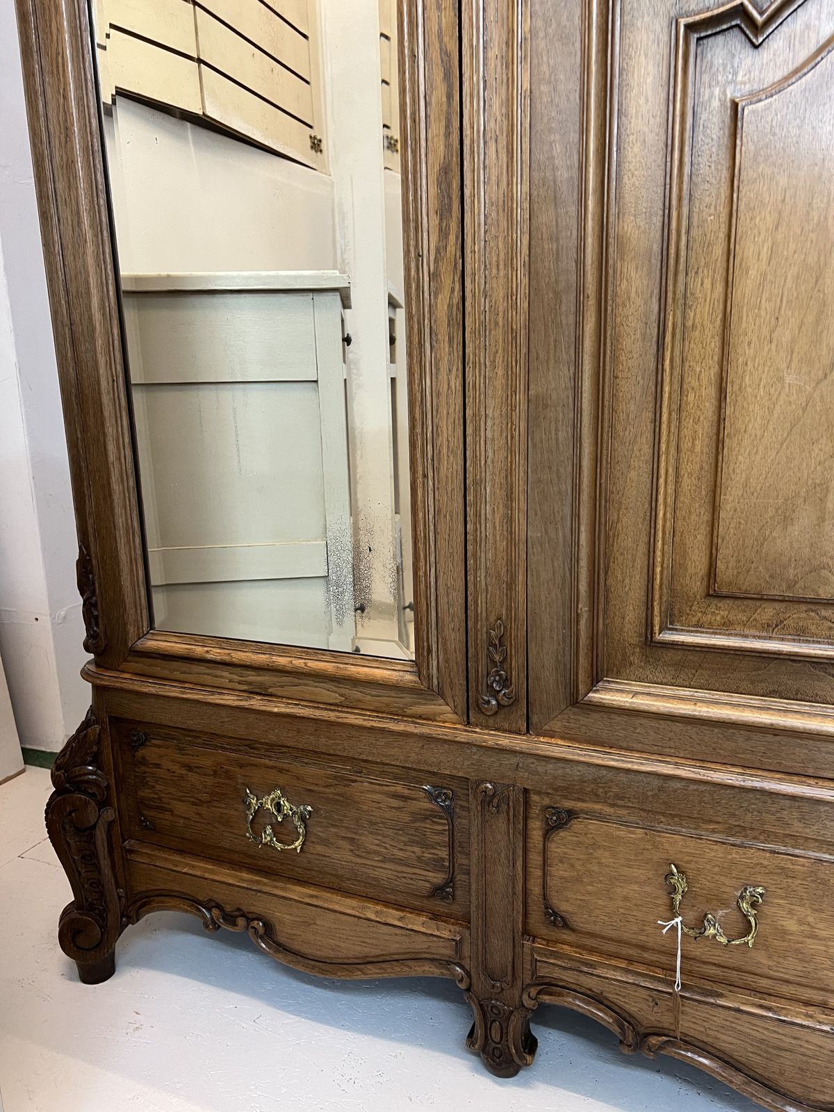 photo for sale Large 19th Century French Walnut Triple Armoire Wardrobe