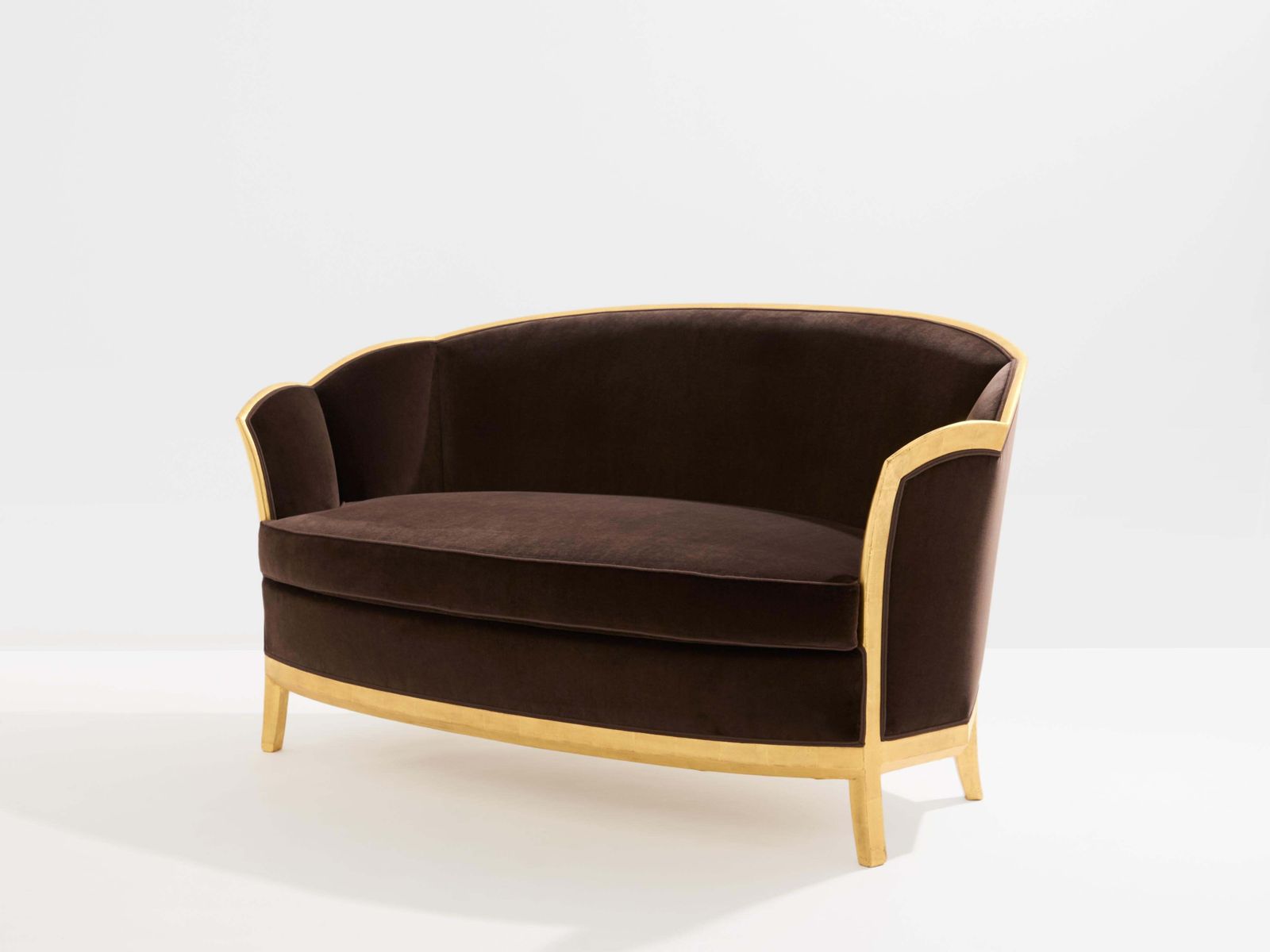 Canapé en bois doré et velours brun Maurice Dufrène, vers 1925 photo furniture
