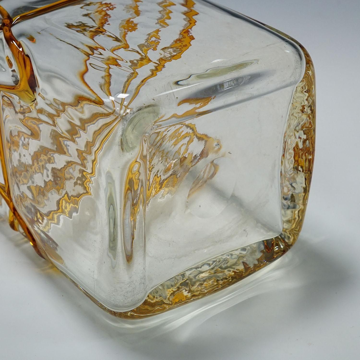 Large Art Glass Vase By Fulvio Bianconi For Mazzega, Venice Murano photo vintage
