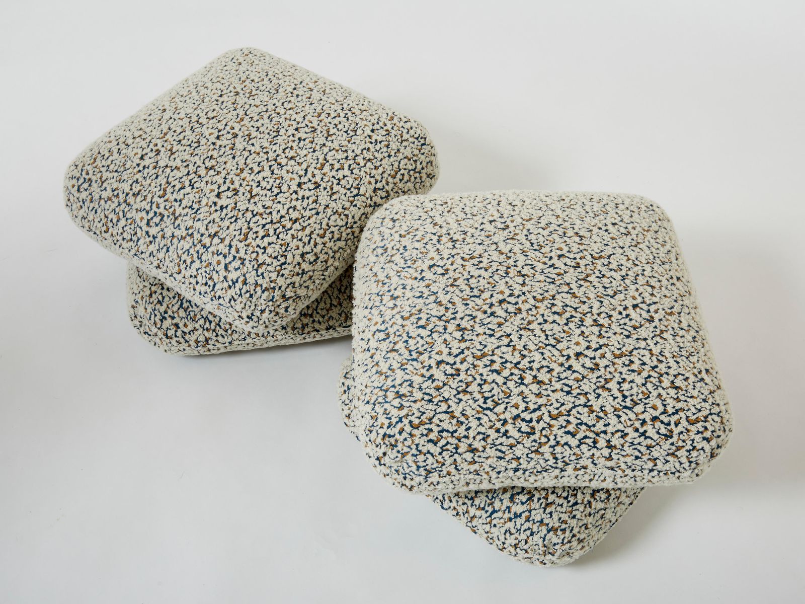 Jacques Charpentier Pair Of Ottomans Stools Alpaca Bouclé Maison Jansen 1970s photo 7304.0