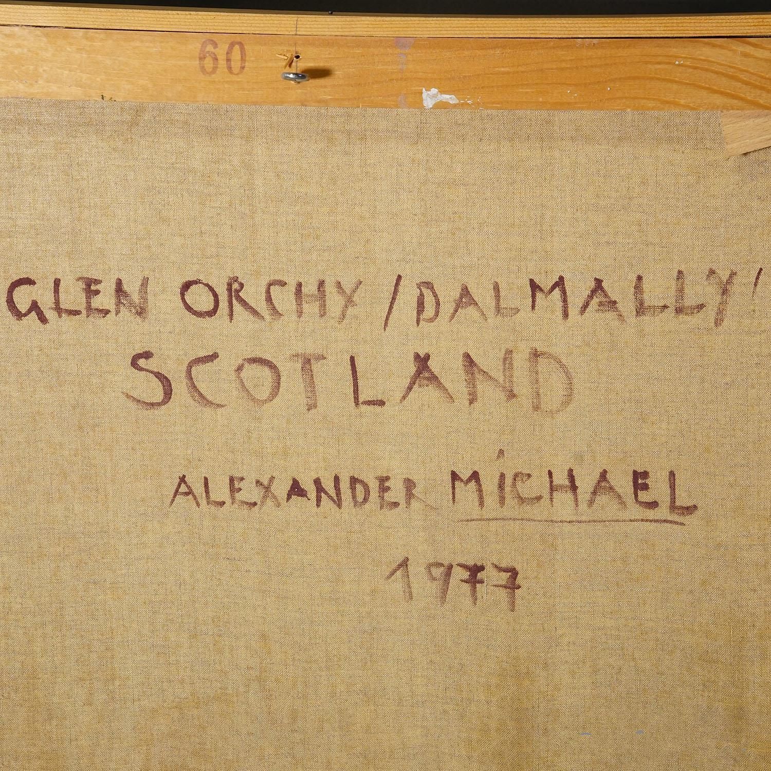 Glen Orchy / Balmally – Scottish Landscape, 1977 Oil Painting Alexander Michael photo vintage