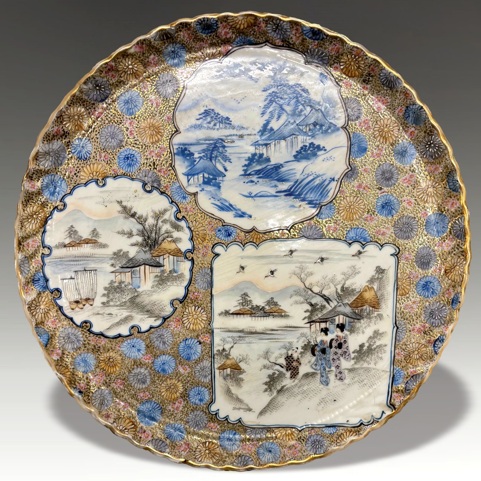 Japanese Satsuma Millefleur Charger  Superb Quality Meiji 38cm 15inches D