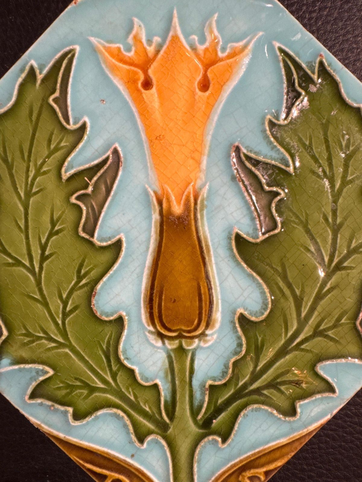 Art Art Nouveau Flower Tiles Designed By Carreaux Faience De Florennes, Belgium photo