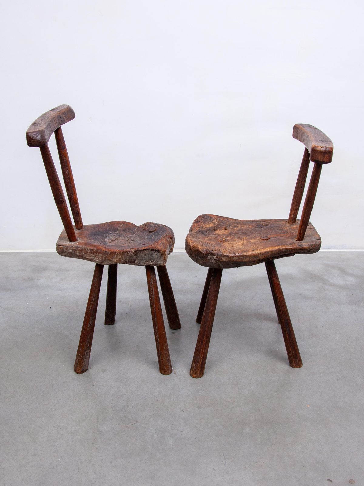 Brutalist Country Style Solid Wooden Chairs Hand Crafted 19th Century Auvergne photo vinterior