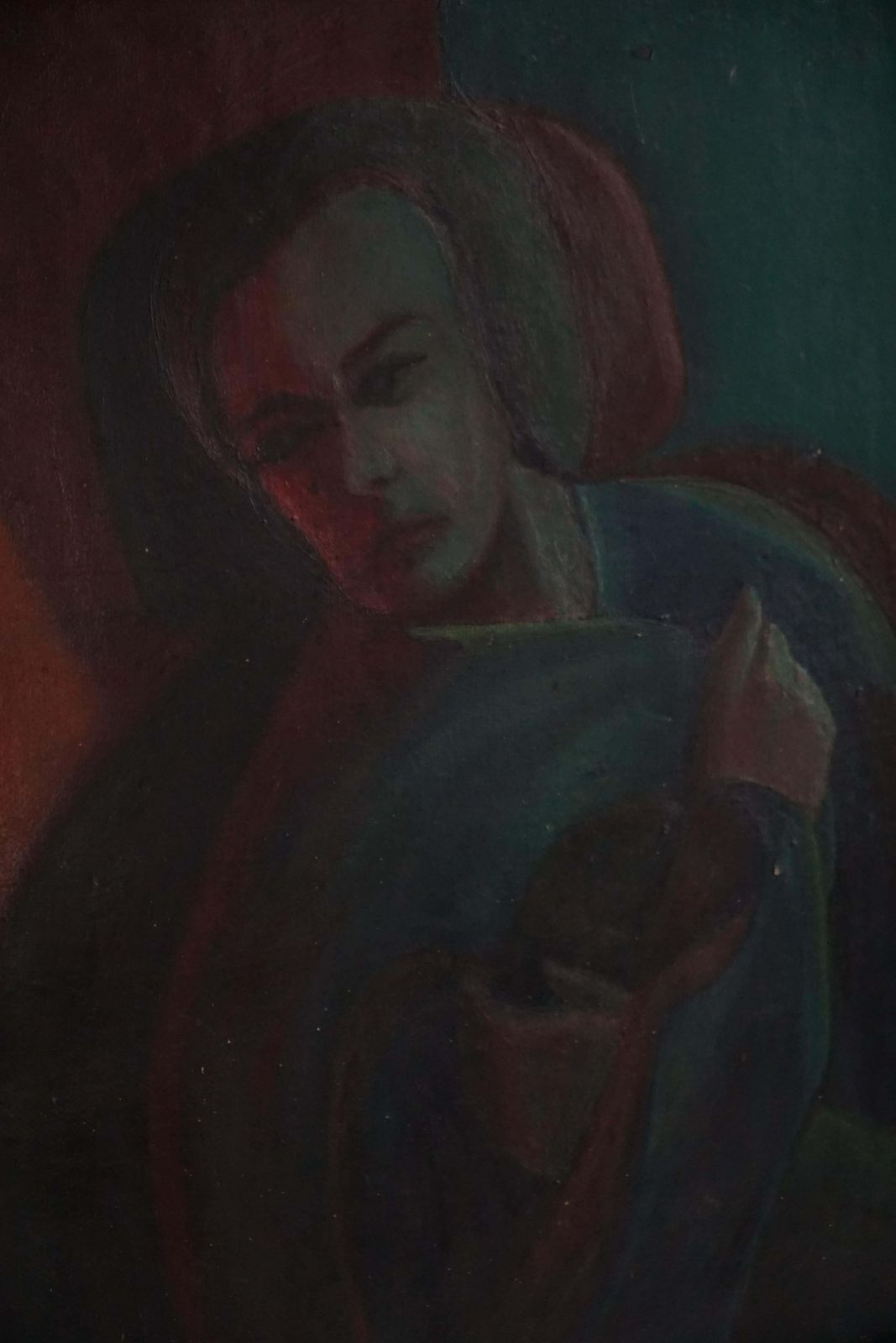 photo vinterior Oil On Canvas Portrait Painting, Unknown Danish Artist, Early 20th Century