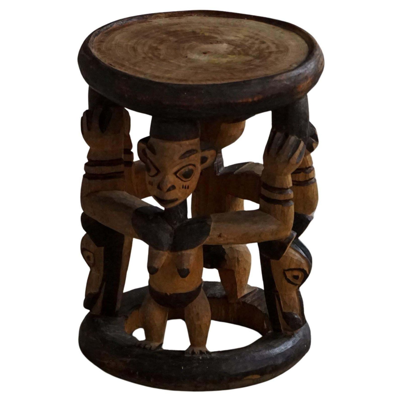 Decorative Carved African Hardwood Stool / Tribal Art Piece, Mid 20th Century