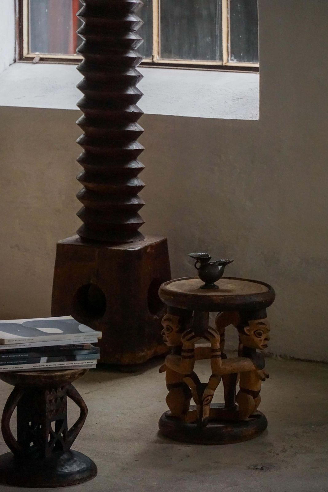 photo buy Decorative Carved African Hardwood Stool / Tribal Art Piece, Mid 20th Century