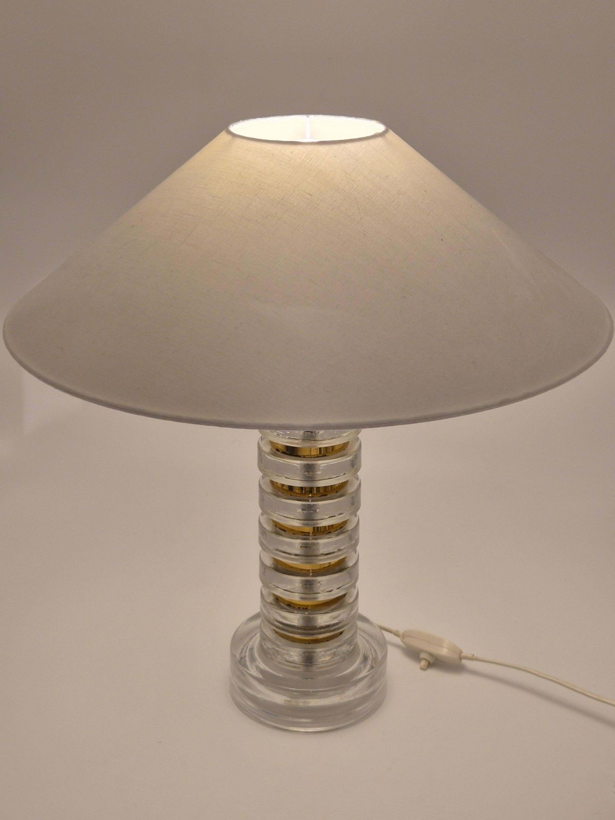 Rare Scandinavian / Midcentury Modern Table Lamp With Orrefors Glass And Brass photo buy