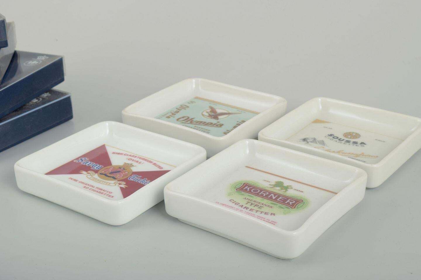 Bing & Grøndahl, Denmark. Set Of Four Square Porcelain Ashtrays. 1980s photo furniture