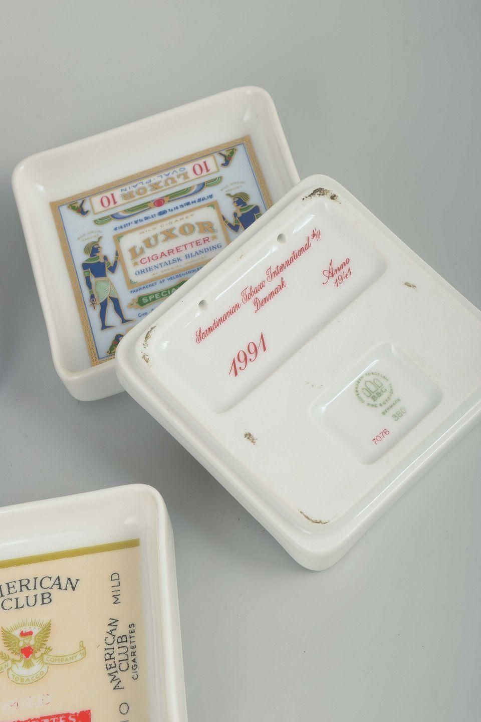 Bing & Grøndahl, Denmark. Set Of Three Square Porcelain Ashtrays. 1980s photo Home Decor