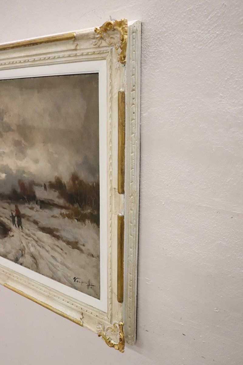 Winter Landscape, Oil Painting On Canvas, Early 20th Century, Framed photo for sale