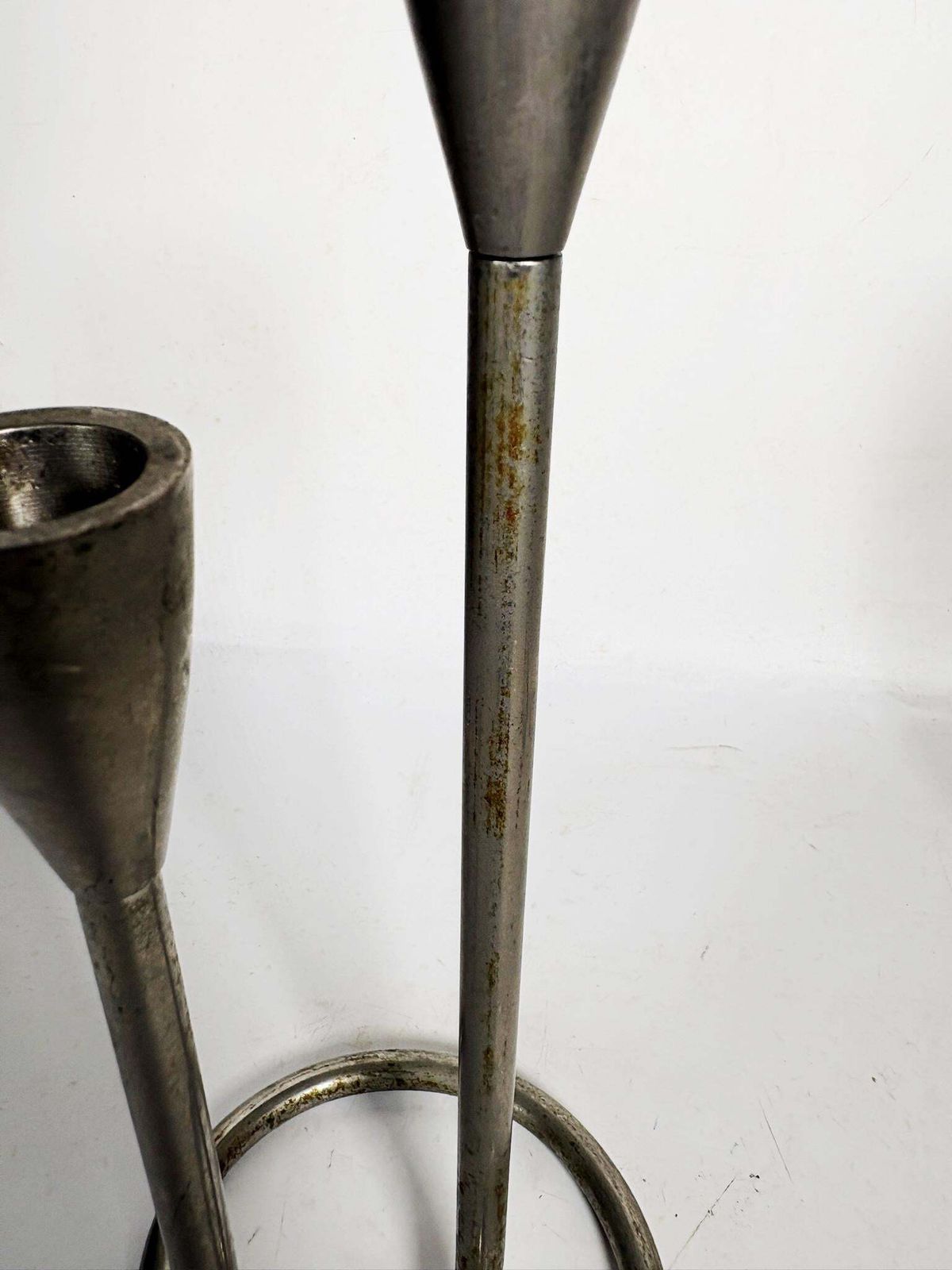 photo for sale Pair Of Scandinavian Metal Candlesticks, 1960