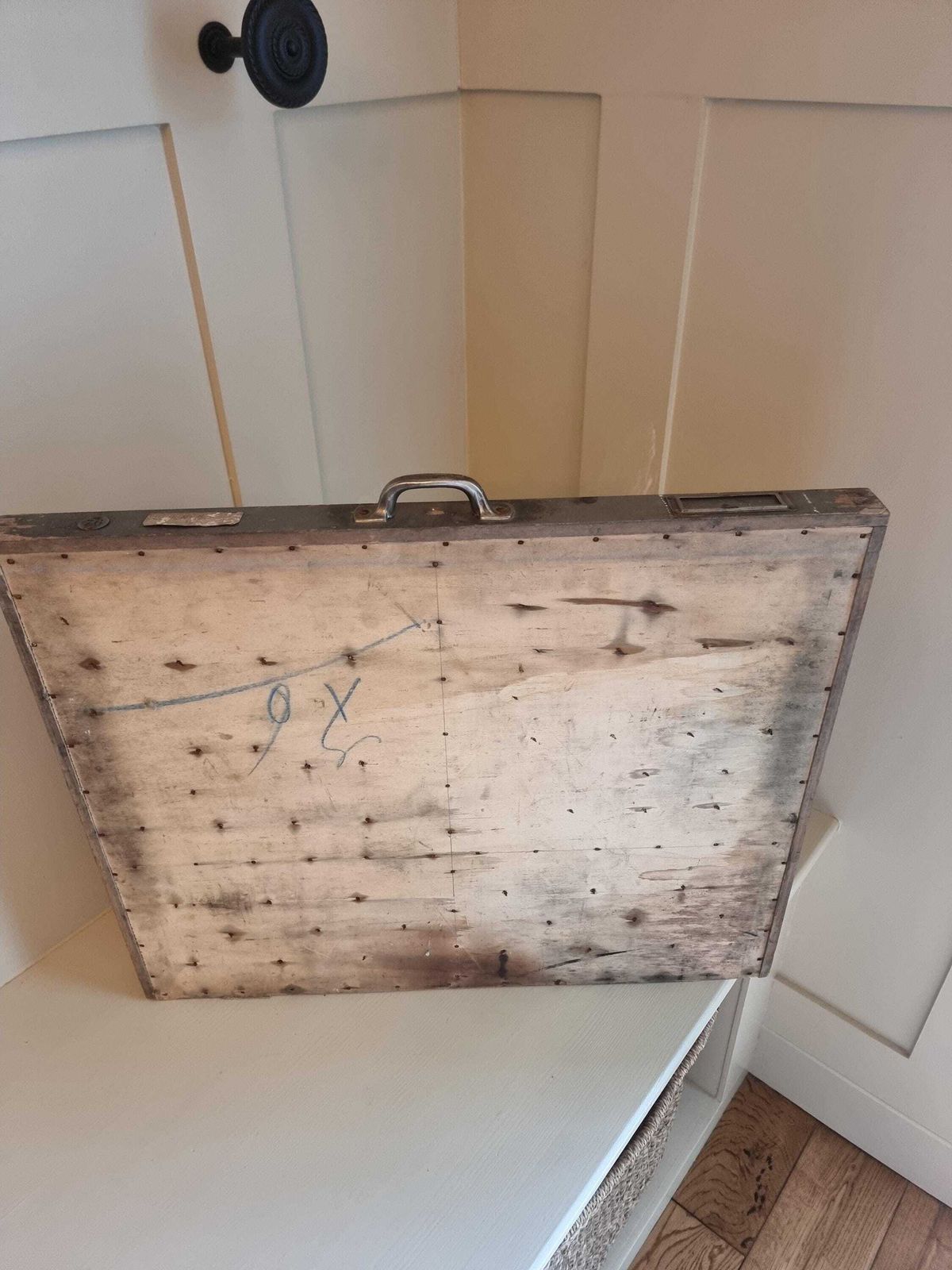 photo for sale Antieke Italiaanse letterpers-zetbak, houten drukkersbak, industrieel woondecor