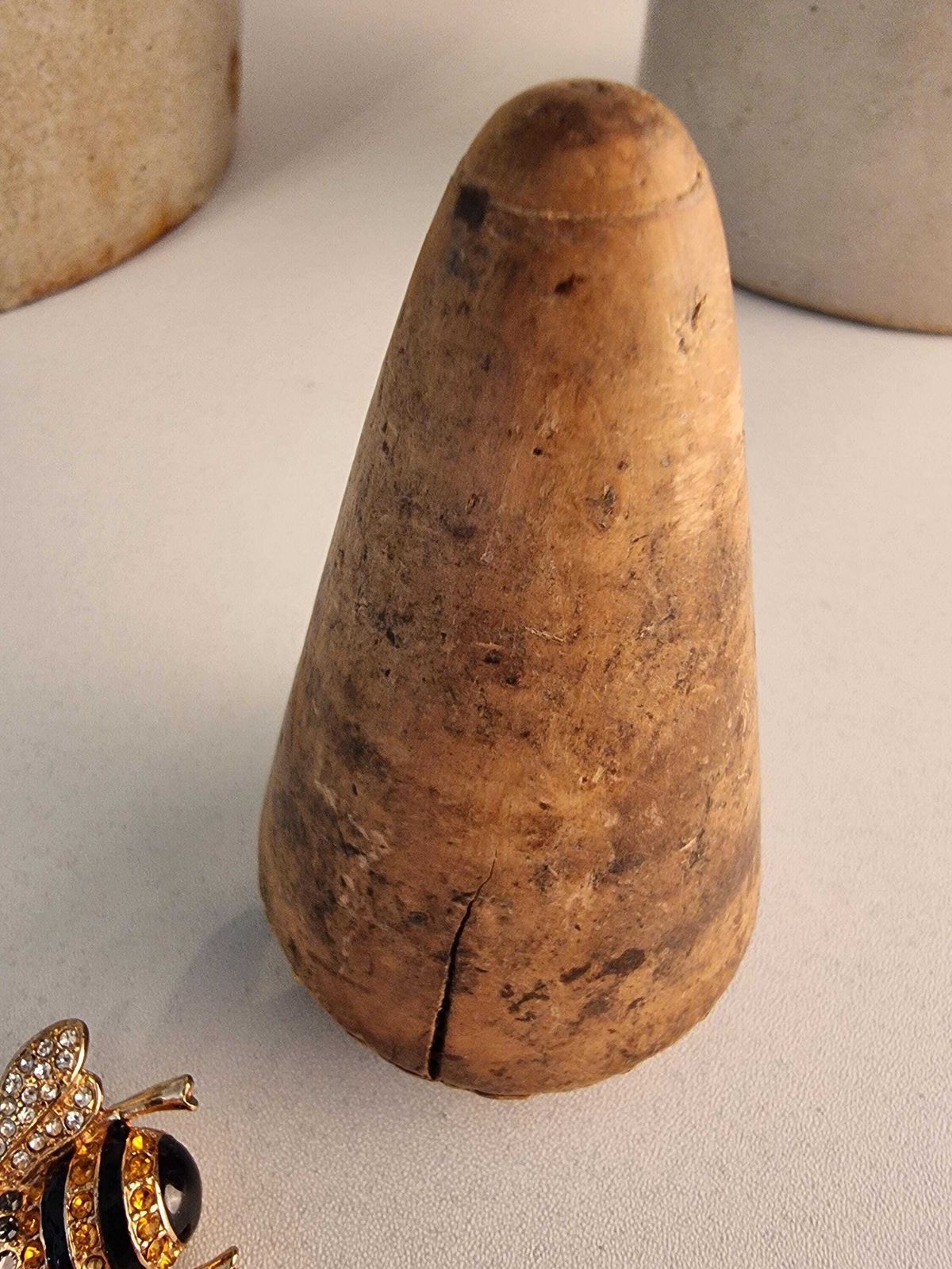 Antique Wooden Conical Pestle   French Apothecary Decor photo vinterior