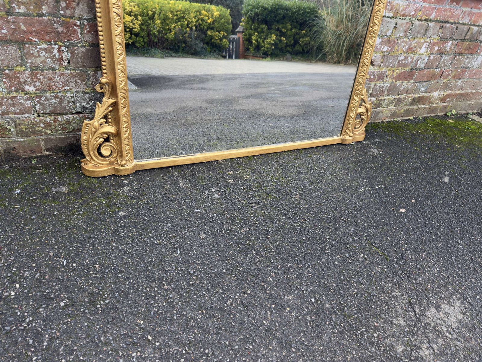 A Stunning Large Antique English 19th C Arched Top Gilt Overmantle Mirror. photo for sale