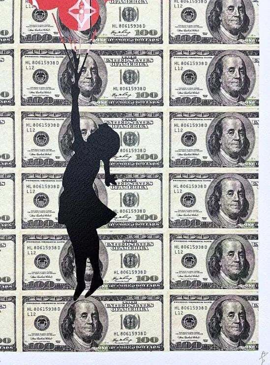Death Nyc — Flying Balloon Girl Louis Vuitton & Dollar Motif, Limited Edition Print photo for sale