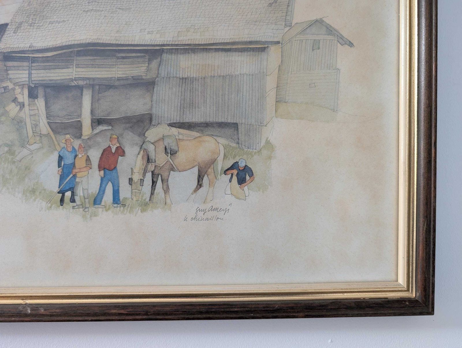 Guy Ameye Signed Vintage Artwork (1 Of A Pair). Art, Painting, Drawing. photo buy