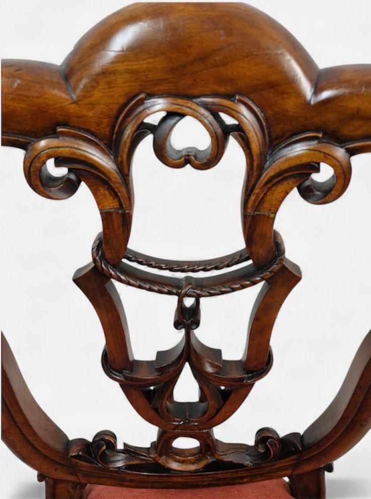 Antique Walnut Side Chair / C.1890 / Pierced Splat Back photo vintage