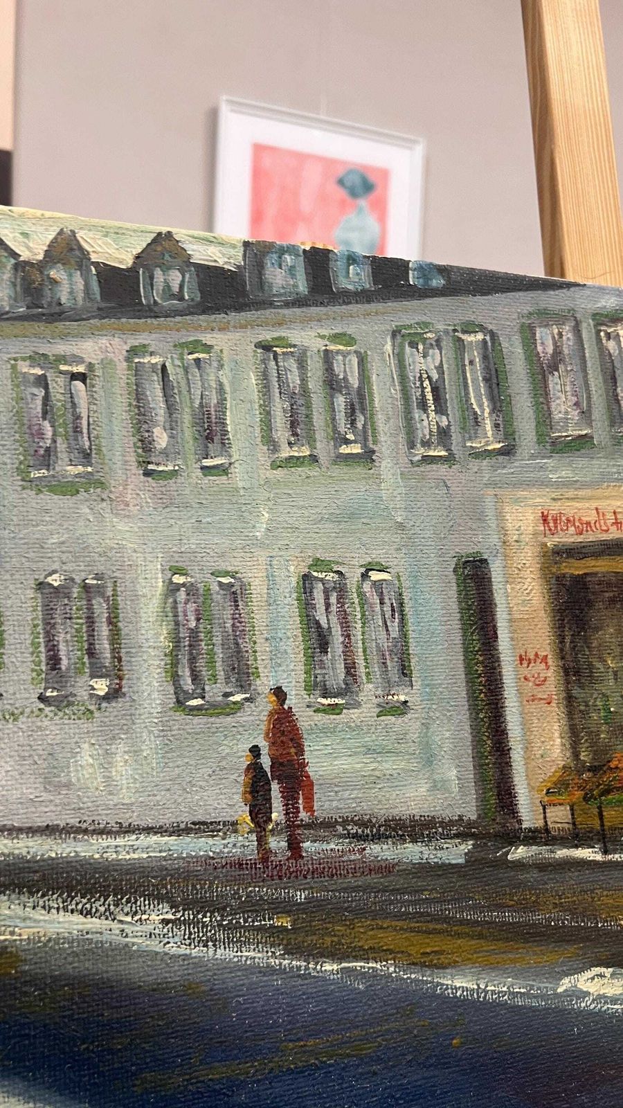 Mid Century Scandinavian Street Scene Picture By Alex 1976, Signed Oil On Canvas photo 239.0